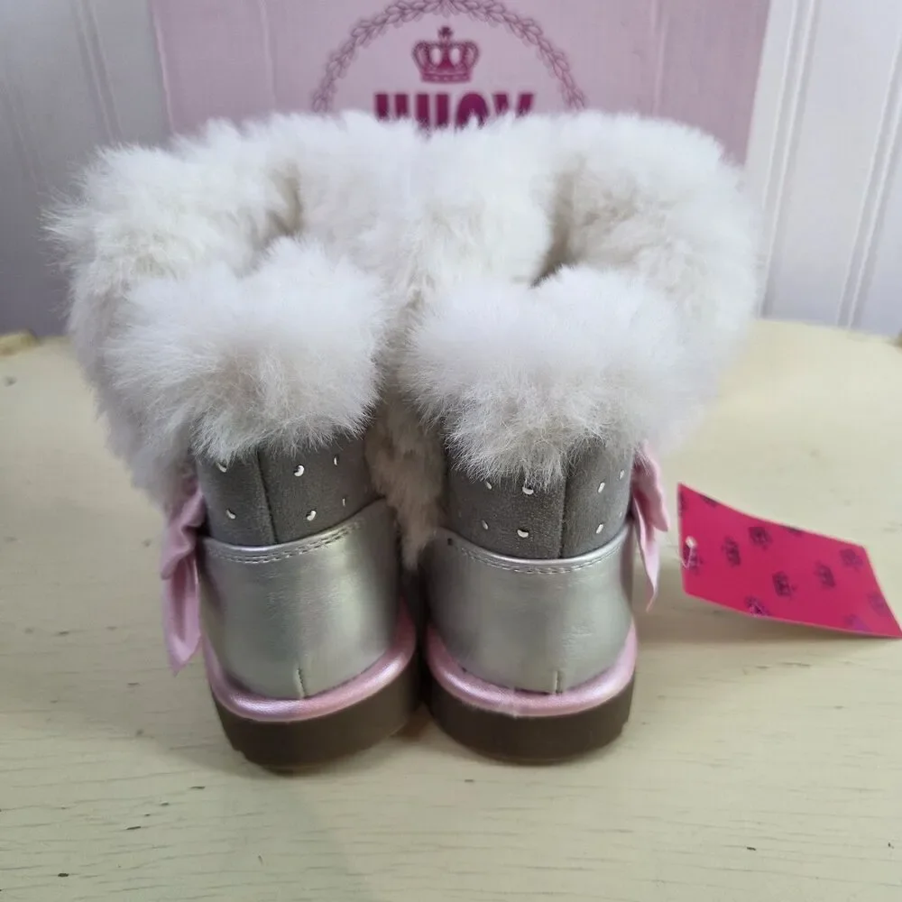 JUICY COUTURE JJK LIL PERRIS TODDLER SILVER EMBELLISHED BOOTS SIZE 5 NWT